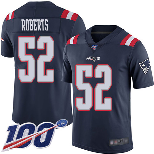 New England Patriots Football #52 100th Season Limited Navy Blue Men Elandon Roberts NFL Jersey